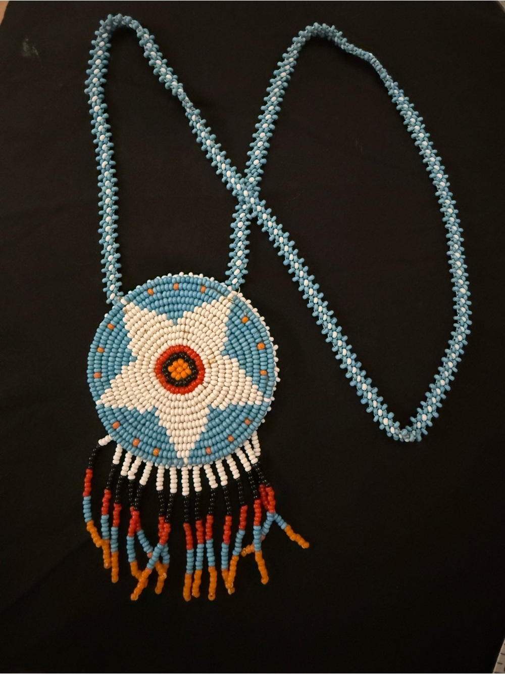 Vintage Handmade Beaded Star Pendant southwestern Necklace